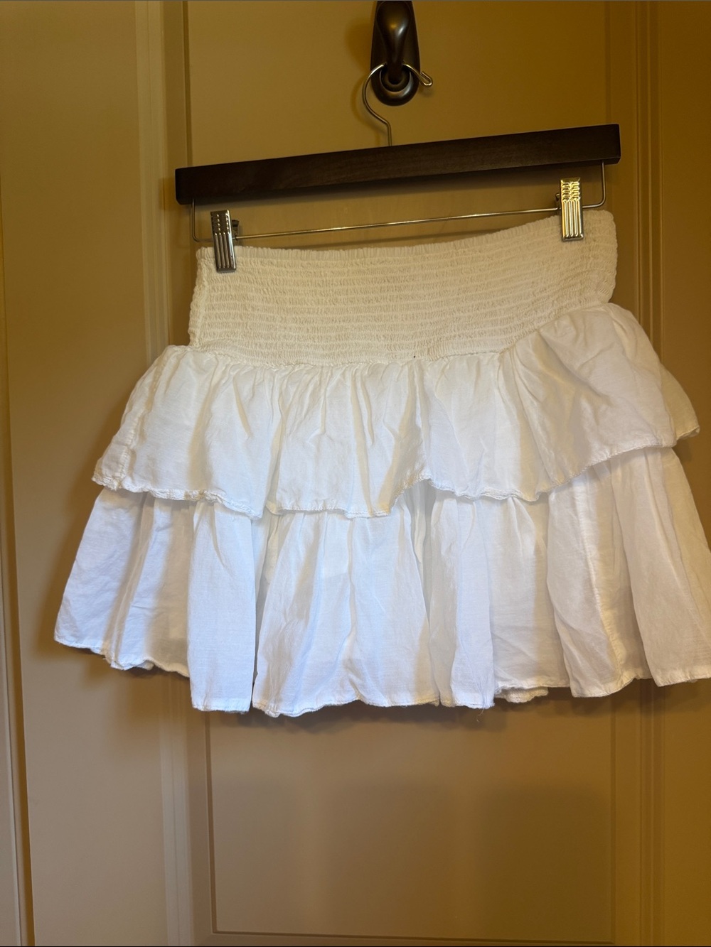 American Eagle Outfitters White Tiered Smocked Skirt